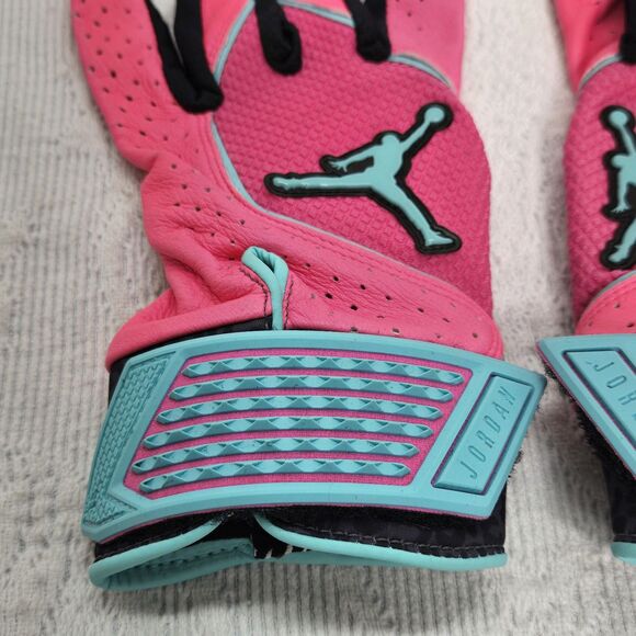 Jordan Fly Elite Batting Gloves Adult Large Pink/Turquoise Limited Edition Pair - Picture 4 of 12